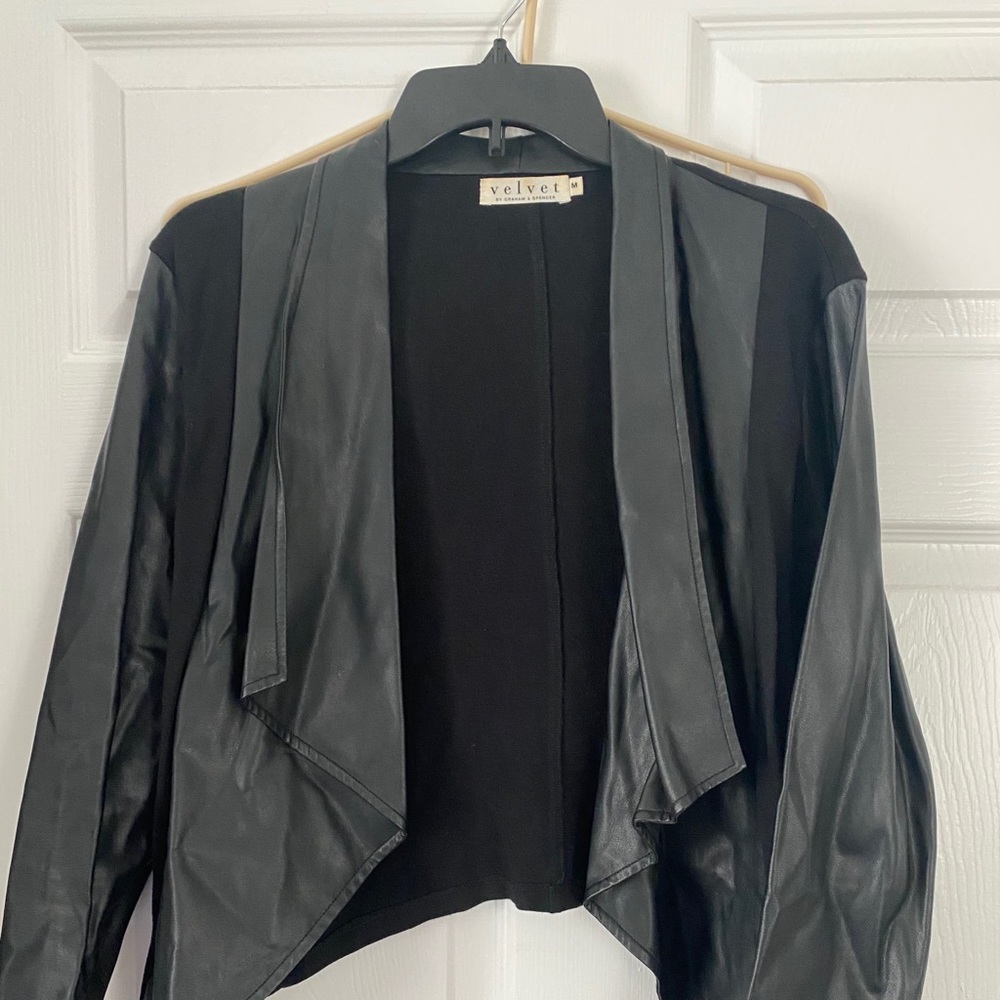 Leather sleeves jacket